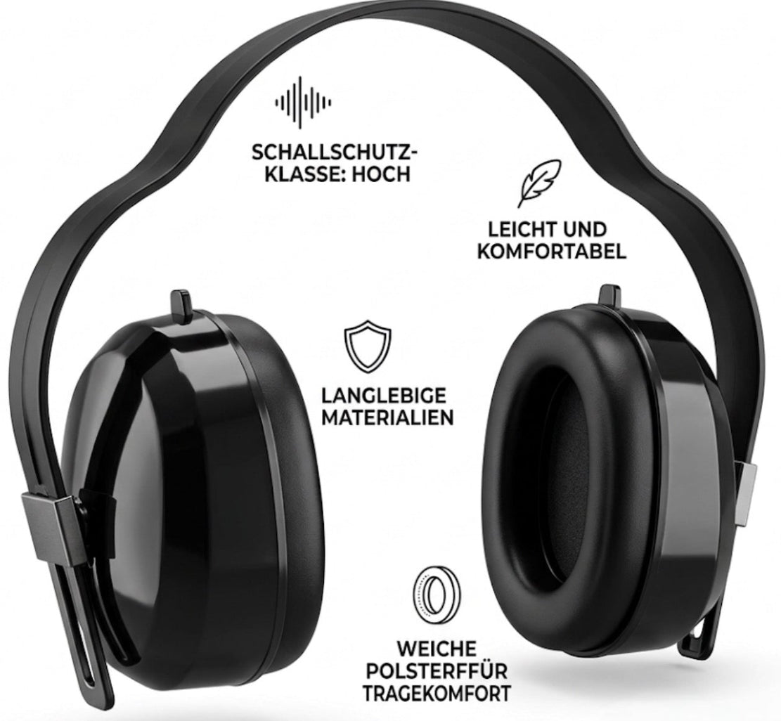 Gehörschutz Kopfhörer Schwarz – Lärmschutz Ohrenschützer mit Kopfbügel | Benson Tools - Fluxo