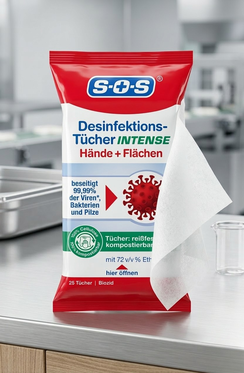 SOS Desinfektionstücher Intense Hand & Fläche, 25 St - Fluxo