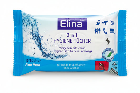 Elina Hygiene-Tücher 2-in-1 – 15 Stück für Hände & Oberflächen - Fluxo