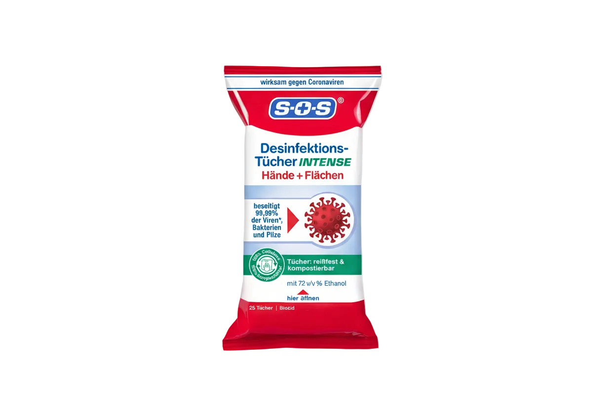 SOS Desinfektionstücher Intense Hand & Fläche, 25 St - Fluxo