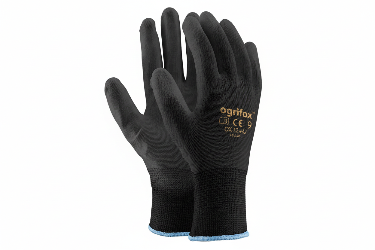 Schutzhandschuhe aus Polyester mit Polyurethan-Beschichtung – Präzisionshandschuhe im 12er-Set - Fluxo
