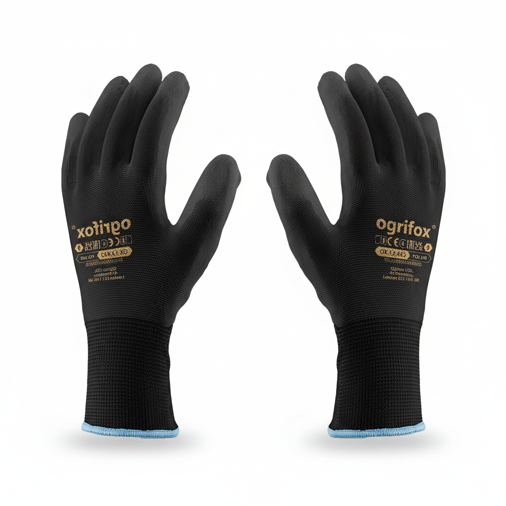 Schutzhandschuhe aus Polyester mit Polyurethan-Beschichtung – Präzisionshandschuhe im 12er-Set - Fluxo